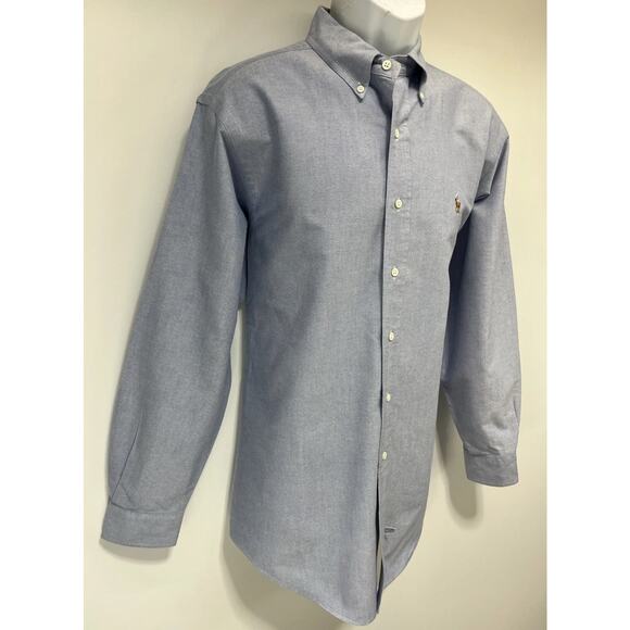 Ralph Lauren Oxford Mens Shirt 16 1/2-33 Button Down Blue LS Flesh Pony - Picture 4 of 7
